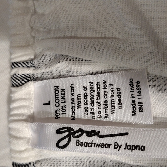 Goa BEACHWEAR BY JAPNA  LARGE JUMPER SLEEVELESS GRAY WHITE STRIPED NWT - Picture 5 of 5